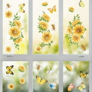 olkpmnmk Peel And Stick Wallpaper Wall Decor Sunflower Butterfly Flying Static Sticker Window Decoration Double Sided Static Wall Easy To Paste Decorative Sticker Living Room Decor,Clearance Items